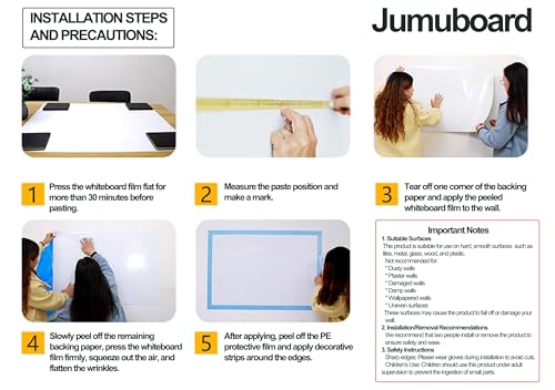 JUMUBOARD Self-Adhesive Magnetic Dry Erase Whiteboard Sticker, 94" x 47" - size: 94"W x 47"H