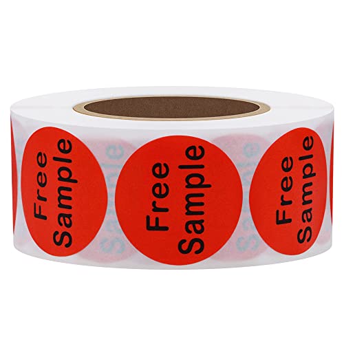 Hybsk Free Sample Stickers 1 Inch Round Retail Store Sale Displays Adhesive Labels for Inventory Control Total 500 Per Roll (Red) - color: Red