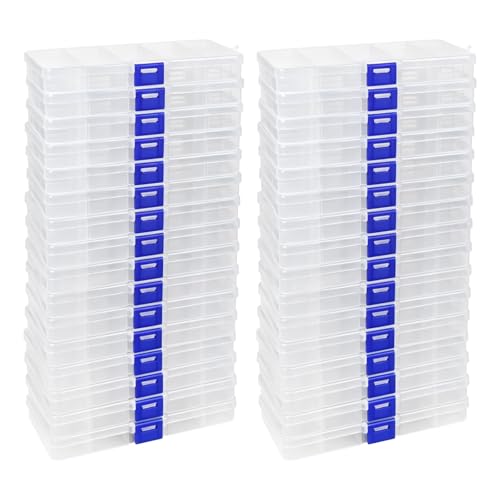 32 Pack 15 Grid Small Parts Organizer, Clear Box with Dividers