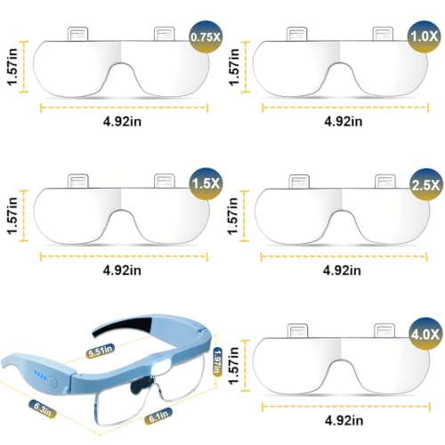 Professional Hands-Free Headset Magnifying Glasses with LED - color: Blue