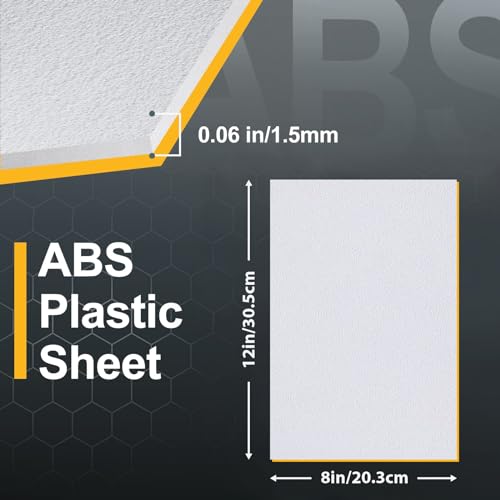 KINLINK 8" x 12" x 0.06" White Abs Plastic Sheet Flexible Moldable 6 Pack - color: White, size: 8x12-1.5MM