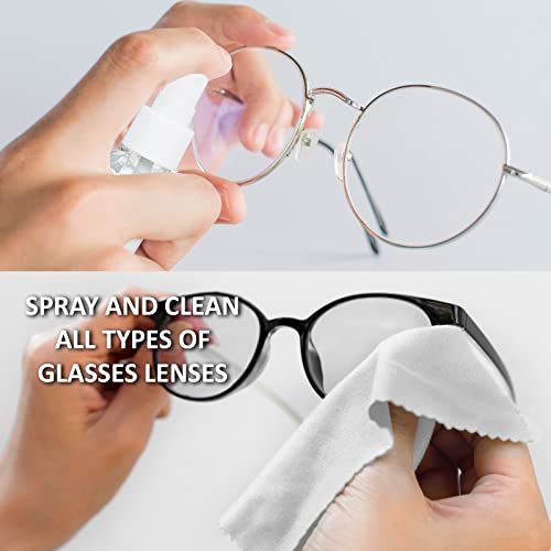 Lens Cleaner Spray 2 Eyeglass Cleaner Bottles, with 4 Microfiber Cloths Kit Ammonia and Streak Free Safe for Eyewear and Electronics - size: 5 Piece Set