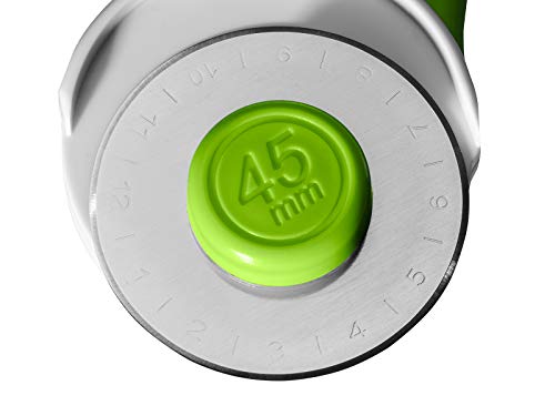 Elan 45mm Rotary Cutter for Fabric Green, Ergonomic Rotary Fabric Cutter Wheel with Built-in Blade Safety Lock, Cutting Wheels for Sewing and Quilting