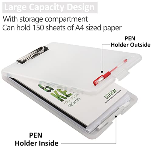 Clipboard with Storage,Storage Clipboard with Clip,Clipboards Foldable for Nurse,for 8.5x11 Paper Clip Boards,A4 Clipboards Case with Smooth Writing for Office Supplies Clip Board Case-Translucent - color: Translucent