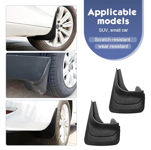 2 PCS Wheel Mud Flaps, PVC Front/Rear Side Tire Mud Guards, Universal Splash Guards Fender Accessories, for Most Cars, Trucks, SUVs (Black)