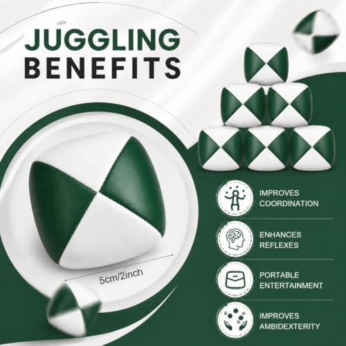 Patelai 6 Pack Juggling Balls for Beginners, Soft Juggle,White Green - color: White Green