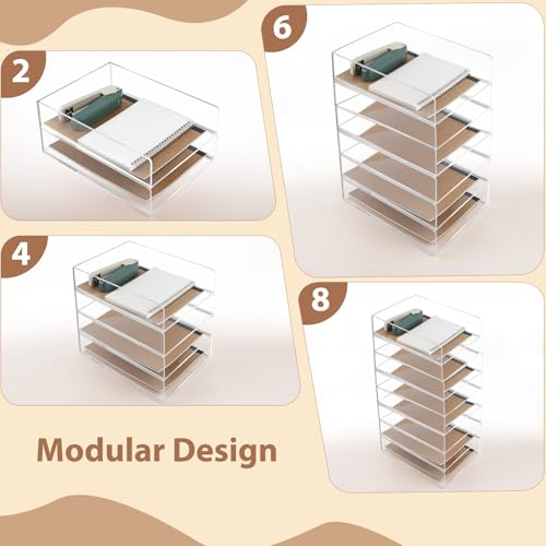 4 Pack Acrylic Paper Tray Organizer for Desk Clear File Organizer,Acrylic Desk Organizers and Accessories Sorter,Perfect for File Paper, Ipad, Letter, A4 Office File, Books, Notes.(Vertical) - style: Vertical 4 Tier Trays