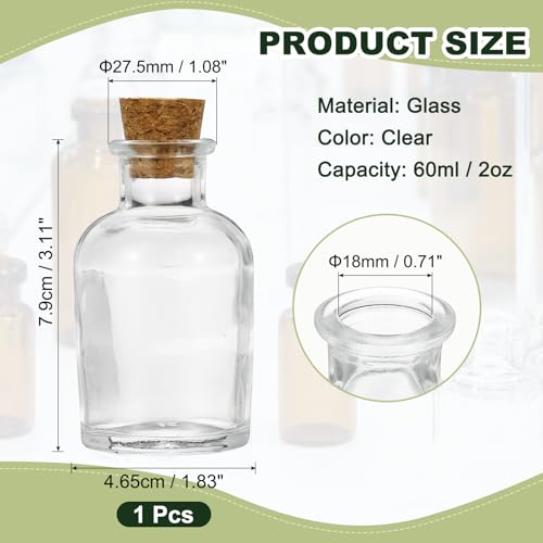 PATIKIL 60ml Glass Reagent Bottle with Wood Stopper, Narrow Mouth 2oz - size: 2 Ounces