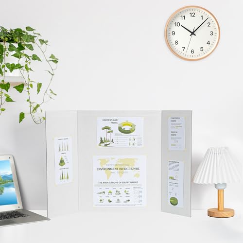 HAUTOCO 12 Pcs Trifold Poster Board 26 x 15.74'' Medium Presentation Boards - color: White, size: 26 x 15.74''