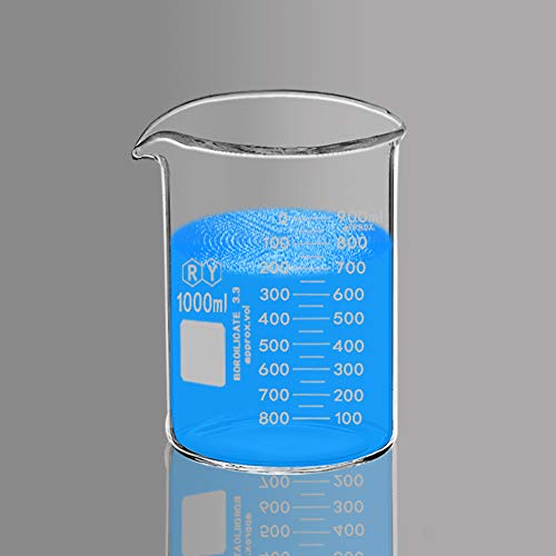 1000 mL Borosilicate Glass Low-Form Graduated Beaker - size: RY1000ml