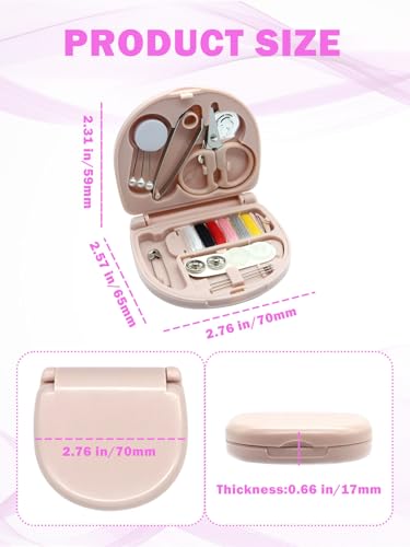 Mini Sewing Kit,Small Travel Size Emergency Pocket Sewing Kit with Buttons,Threads,Scissors,Needles Portable DIY Supplies Needle and Thread Set for Beginner Little Plastic Box - color: Pink