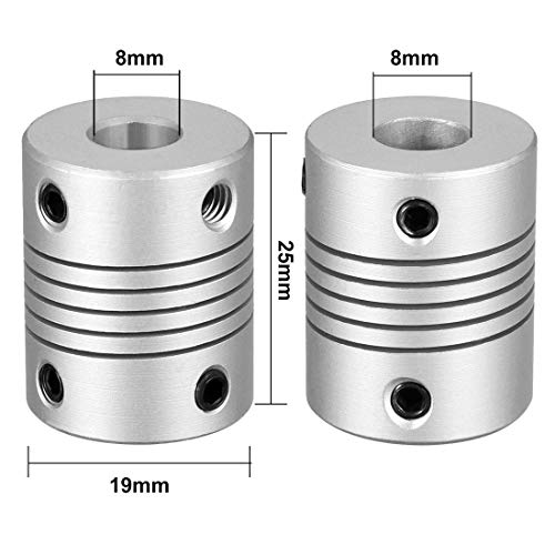 RANIT 5Pcs 8mm to 8mm Shaft Coupling 25mm Length 19mm Diameter Stepper Motor Coupler Aluminum Alloy Joint Connector for 3D Printer CNC Machine DIY Encoder - size: 8mm to 8mm,L25xD19