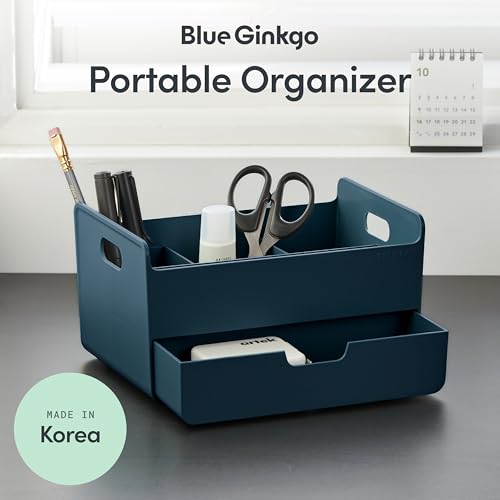 BLUE GINKGO Portable Desk Organizer, Blue, Made in Korea - color: BLUE, size: Portable