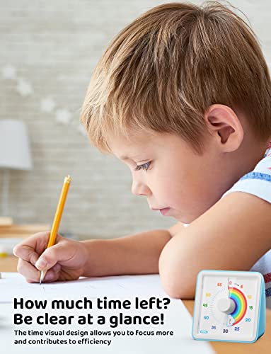 LIORQUE Visual Timer for Kids, 60 Minute Rainbow Countdown Timer, Blue - color: Blue