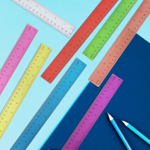 8 Pack 12 Inch Color Clear Ruler Plastic Rulers