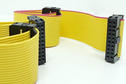 28cm 5-Pack 20P 2x10 2.54mm 0.1” Pitch FC F/F 20 Pins 11” Length Yellow Flat Ribbon Cable with Female Connector (20P-28cm-5PK) - size: 20P-28cm-5PK