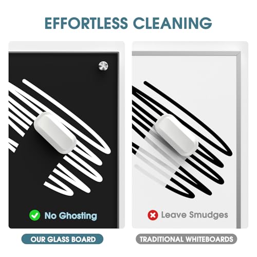 MaxGear 96" x 48" Glass Whiteboard Wall Mounted for Office Home Classroom - color: Black, size: 96"W x 48"H