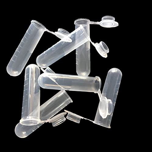 5ml 300 PCS Plastic EP Tube Round Bottom Centrifuge Tube, Graduated Centrifuge Tube with Snap Cap Polypropylene, Autoclavable (Clear) - color: Clear