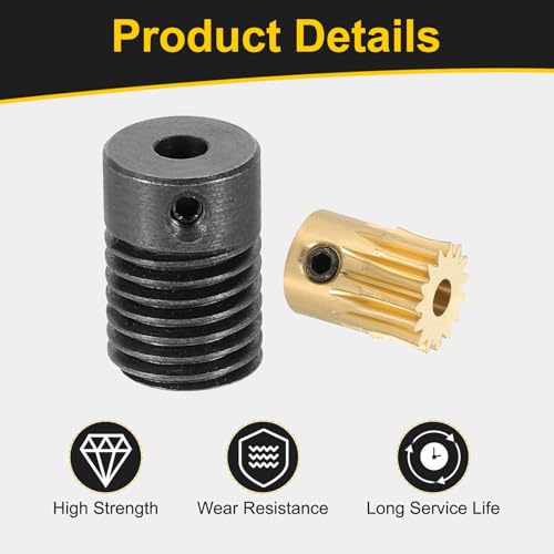 uxcell Worm Gear Set 15T 0.5 Module 15:1 Reduction Rate, Right Rotation Drive Gear Box Wheel Reduce Transmission Part (Brass Gear-3mm Bore, #45 Steel Rod 4mm Bore) - size: Gear-3mm, Rod-4mm Bore, style: 0.5M-15T