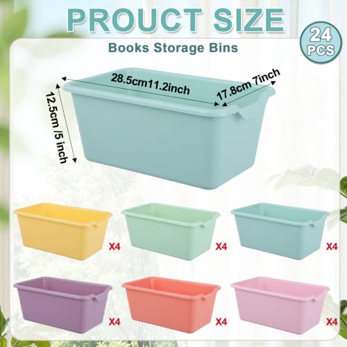gisgfim 24 Pack Plastic Cubby Bins Book Bins for Classroom, Pastel - color: Pastel