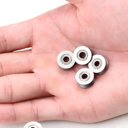 20pcs V Deep Groove Ball Bearings Pulley, Mini Bearings Deep V Groove Guide Pulley Rail Ball Bearings Wheel for Micro Pulley Systems,4x13x6mm