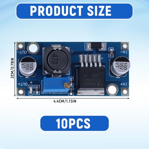 10Pcs DC to DC Buck Converter for LM2596, 3-40V to 1.25-35V