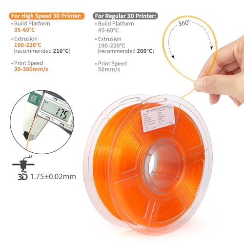 iSANMATE Rapid Clear Orange PLA Filament 1.75mm, 3D Printer Filament Transparent Filament, for Bambu Lab 3D Printers, AMS, AMSLite, 1kg Spool (2.2lbs) - color: Clear-orange