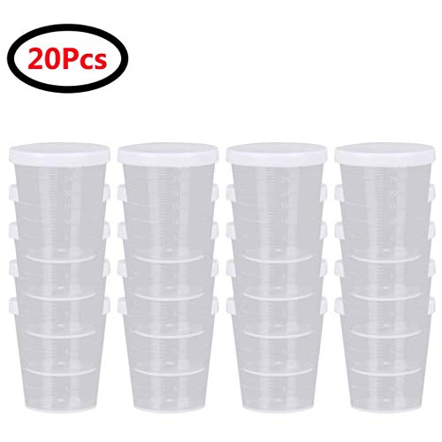 20PCS Plastic Medicine Cups with Lids, 30ML Clear Reusable Graduated Cups Transparent Scale Measuring Cups, Measure Container for Mixed Pills, Liquid Medication (Pack of 2) - size: 30ml/1oz (Pack of 2)