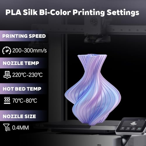 Silk Dual Color Sky Blue Pink PLA 1.75mm 1kg Shiny 3D Printer Filament FDM - color: A_pla-2ssc-26 Silk Sky Blue+pink