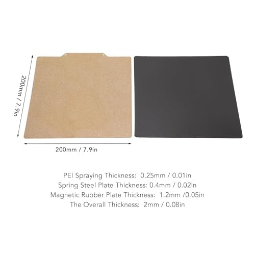 PEI Sheet Magnetic Build Plate 200x200mm for 3D Printer Spring Steel Flexible Adhesive Double Sided Textured Powder Painted Heated Bed