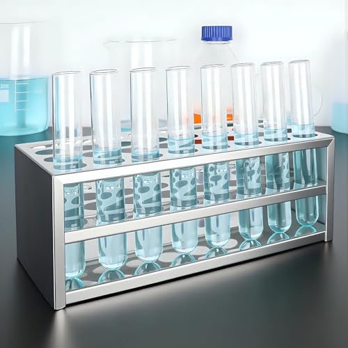 Labasics Stainless Steel Test Tube Rack, 32-Hole for 22.5 mm Tubes, Corrosion-Resistant for Laboratory Sample Storage