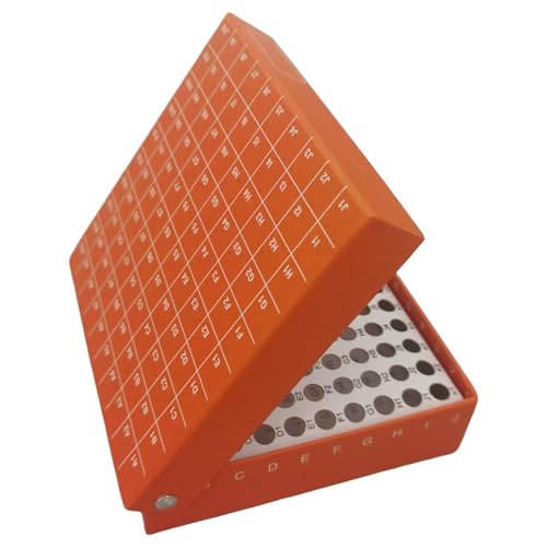100-Well Storage Box for Lab Samples, Low Temperature Freezer Box for 0.5ml Tubes, Vials, Cryovials, Waterproof,Orange 5pcs(0.5ml-100) - size: 0.5ml-100
