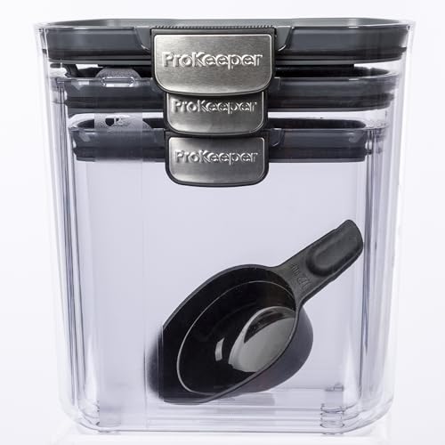 ProKeeper+ 6-Piece Airtight Food Storage Container Set – Clear Plastic Flour and Sugar Canister Set with Magnetic Accessories for Kitchen Organization - color: Grey, size: 6-Piece