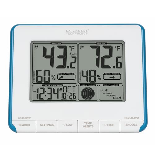 La Crosse Technology 308-1711BL Wireless Weather Station with Heat Index and Dew Point,Teal Blue/White