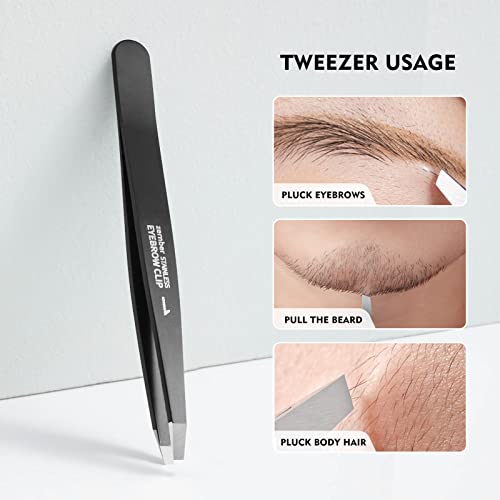 Eyebrow Tweezers for Women ZERNBER Best Precision Tweezers for Men Chin Hair Professional Tweezer for Facial Hair Remover - color: 1 Pack (Black-slant)