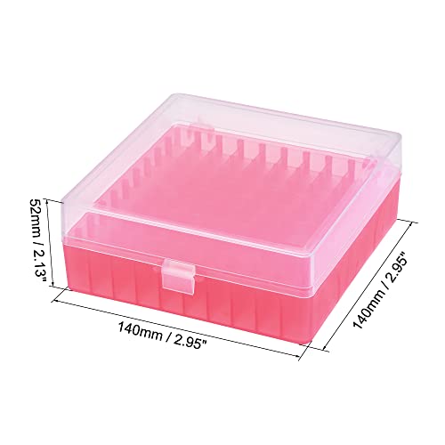 uxcell Centrifuge Tube Freezer Storage Box 100 Places Waterproof Polypropylene Lockable Cryogenic Holder Rack for 1.5/1.8/2ml Microcentrifuge Tubes Vials Samples, Red - color: Red