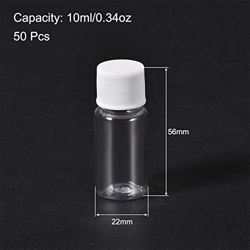 uxcell Plastic Reagent Bottle, 10ml/0.34oz Wide Mouth, Transparent 50pcs