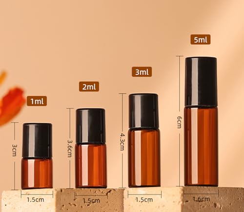 20 Pack Set 1ML Mini Sample Roll Glass Bottles for Essential Oils Roller Refillable Perfume Roll Bottle (1ML Blue) - color: 1ML Blue