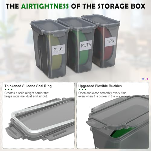 Filament Storage Box 6 Pack 3D Printing Filament Container with Thick Seal