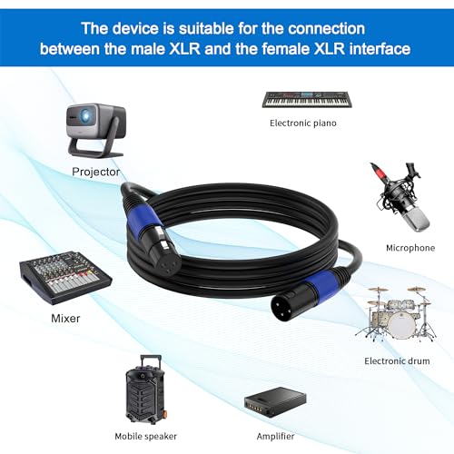 XLR Cable 25ft 2 Packs - Premium Balanced Microphone Cable with 3-Pin XLR Male to Female Mic Speaker Cable, Black, Pure Copper and Plated Conductors, PVC Jacket - color: Black, size: 25 FT, 2Packs