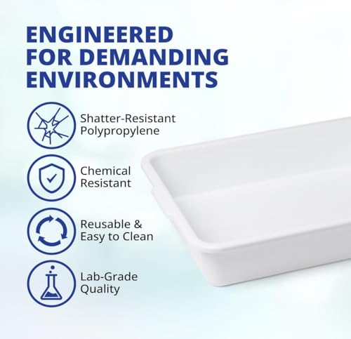 United Scientific Polypropylene Multi-Purpose Containment Tray - Lab Tray for Sterilizing & Drying Laboratory Supplies - Durable and Temperature Resistant Plastic - 15" L x 12" W x 3" H (1 Count)