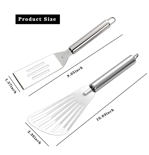 4Pcs Mini Brownies Serving Spatula Set Fish Spatula and Stainless Steel Mini Spatula, Nonstick Serve Easy to Grip for Steak Fish Pancake Cookie Egg