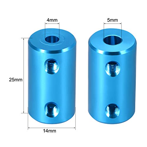 uxcell 4mm to 5mm Bore Rigid Coupling Set Screw L25XD14 Aluminum Alloy,Shaft Coupler Connector for 3D Printers, Motor Accessories,Blue - size: 4mm to 5mm
