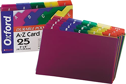 Oxford Card Guides, Alpha, 1/5 Tab, Polypropylene, 5 x 8 Inches, 25 per Set (73155) - size: 5" x 8"