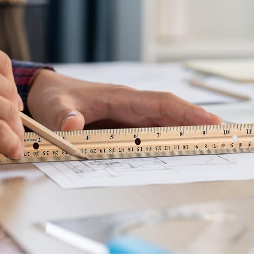 AmazingSpark 12 Pack Wood Rulers Dual Scale Student Ruler 12 Inch/30 cm