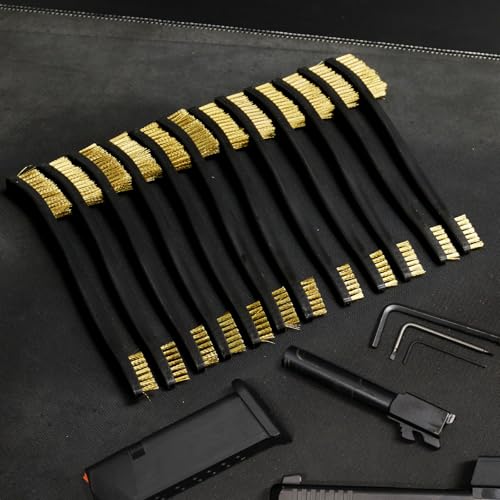 PINGMIC Gun Cleaning Brushes, Double-Ended Gun Brushes, 6Brass&6Blue Nylon - color: Blue + Brass
