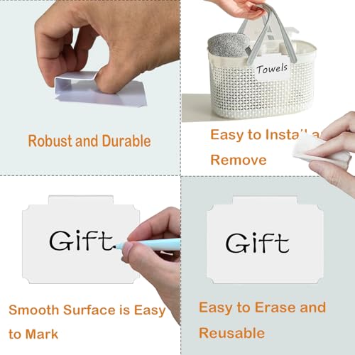 Erasable Label Clips - 12 White PVC Bin Tags with 2 Chalk Markers | Reusable Basket Clips for Pantry, Warehouse & Home Organization, Eco-Friendly Chalkboard Labels - style: Rectangular 12 (White)