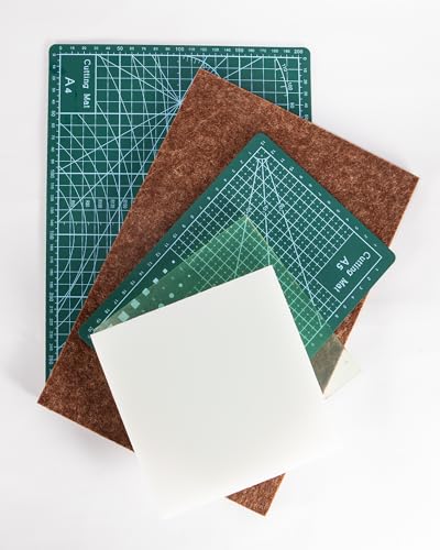 5 Pcs Leather Punch Pads Set, A4+A5 Self Healing Cutting Mats, 15x15cm Rubber And PP Punching Pads, Brown Sound Absorbing Pad, DIY Craft Tools for Leatherworking, Sewing, Quilting