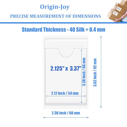 Origin-Joy 25 PCS Self-Adhesive Index Label Pockets, Clear Plastic Peel & Stick Card Holders with Top Open for Loading (2.125 x 3.37 inch - Bank Cards Exclusive) - size: 2.125 x 3.37 inch, style: Vertical