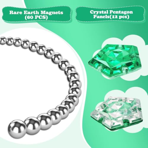 Magnetic Fidget Sphere - Anxiety Sensory Fidgets Toys - Crystal Green - 12 Piece Set - Creativity Beyond Imagination, Inspirational, Recreational, Desk Toy for Adults - color: Crystal Green